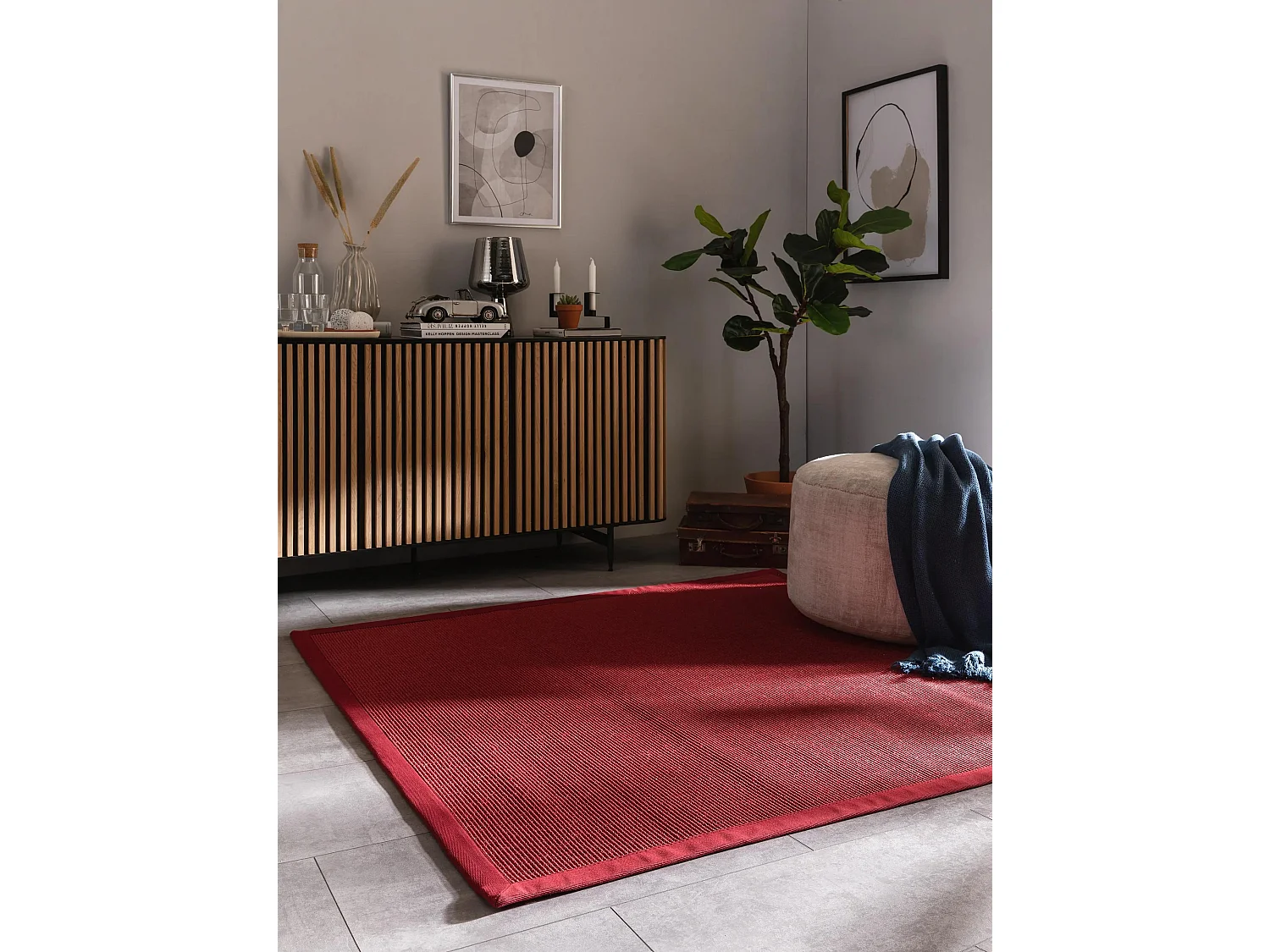 Tapis sisal Sana Rouge 150x150 cm