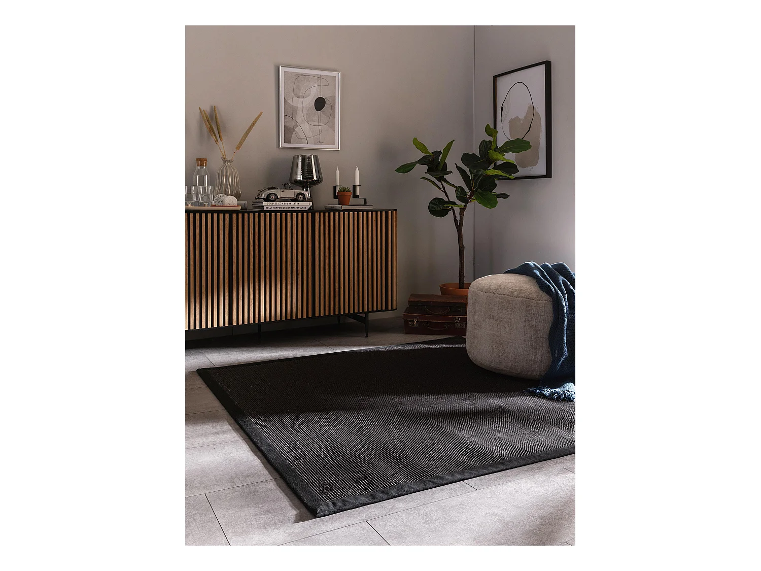 Tapis sisal Sana Noir 200x200 cm