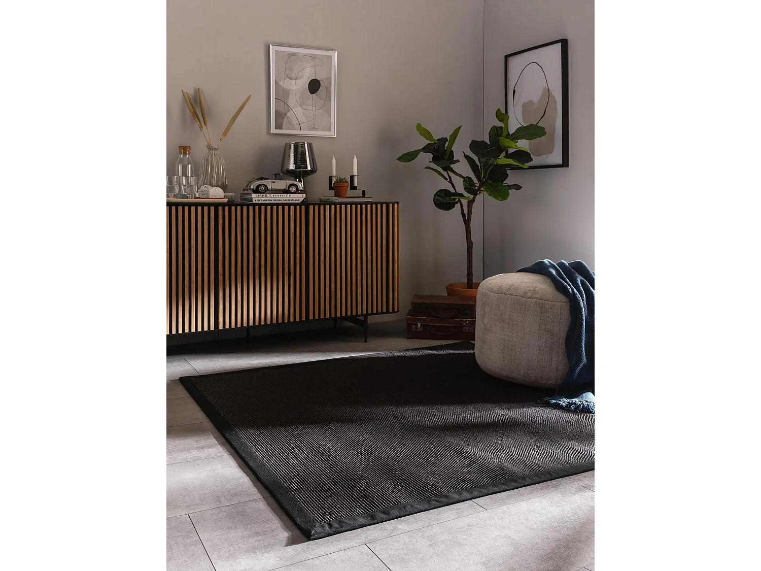 Tapis sisal Sana Noir 200x200 cm
