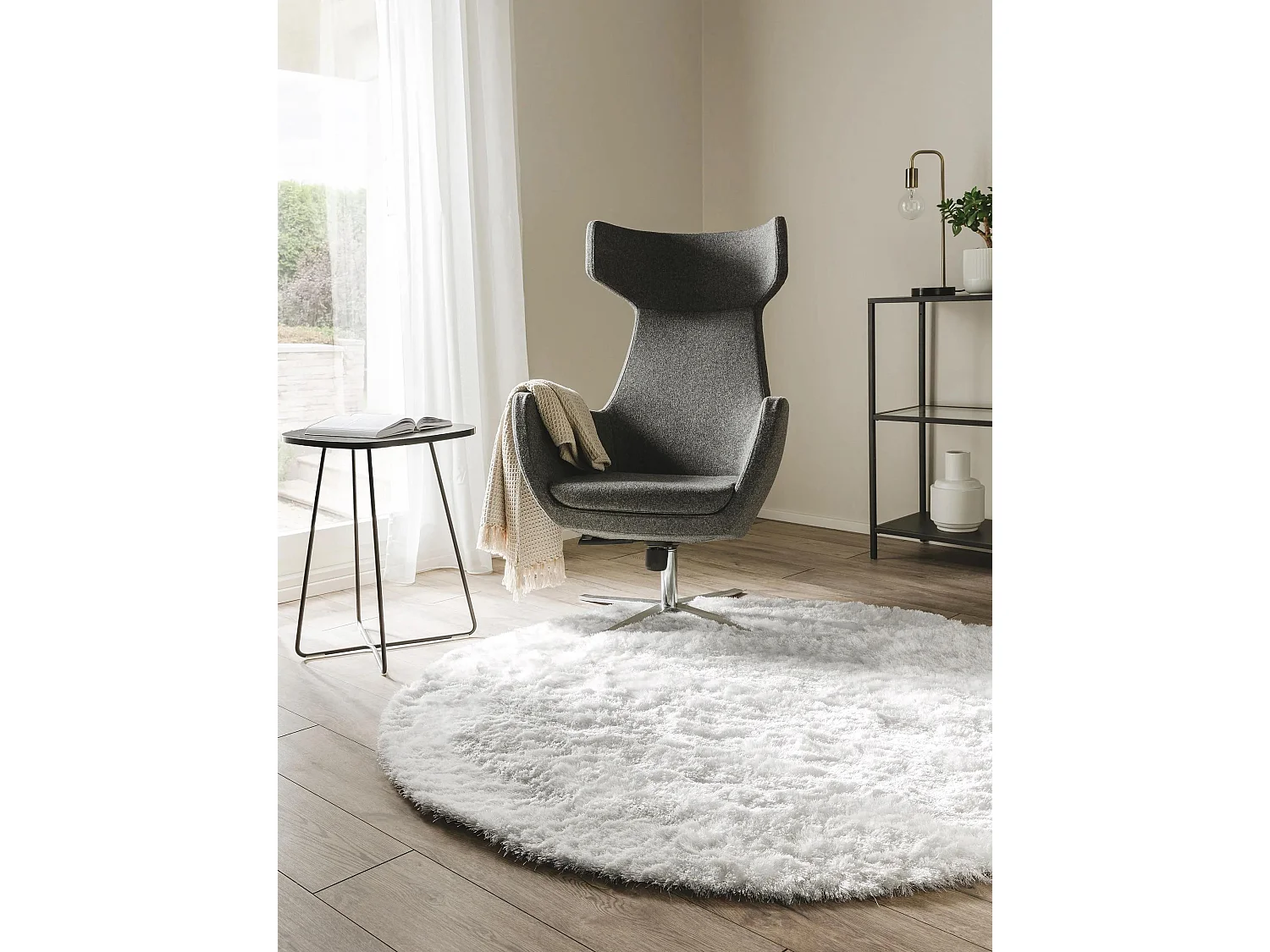 Tapis à poils longs Whisper Blanc ø 80 cm rond