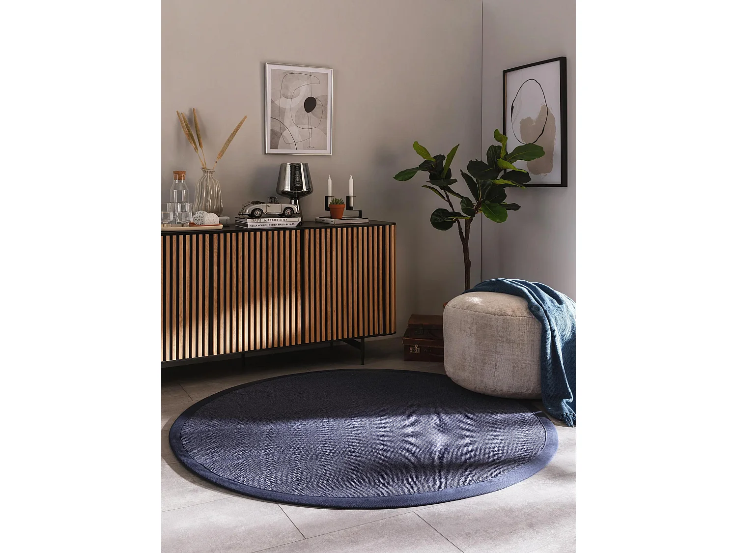 Tapis sisal Sana Bleu ø 200 cm rond