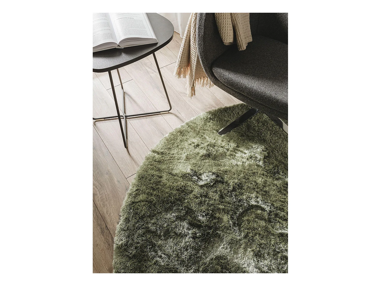 Tapis à poils longs Whisper Vert ø 200 cm rond