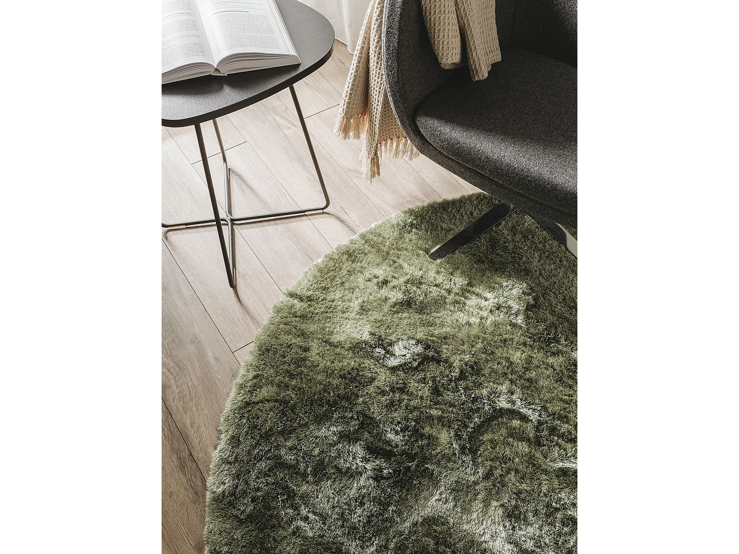 Tapis à poils longs Whisper Vert ø 200 cm rond