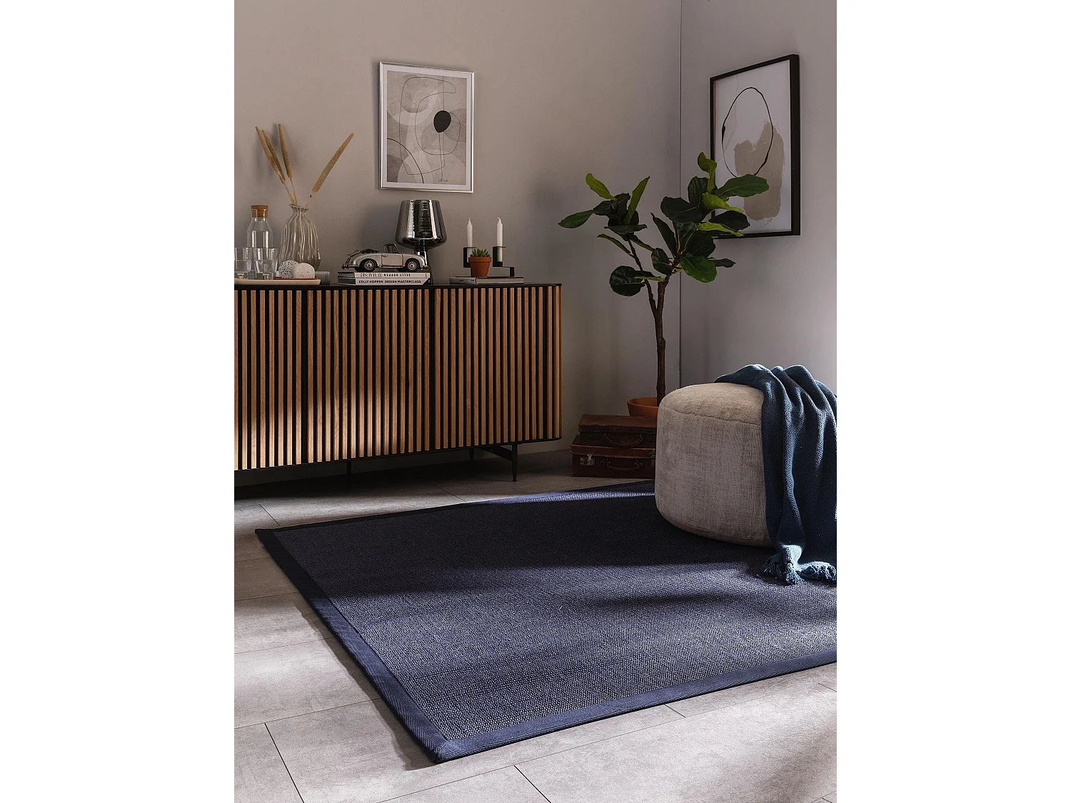 Tapis sisal Sana Bleu 150x150 cm