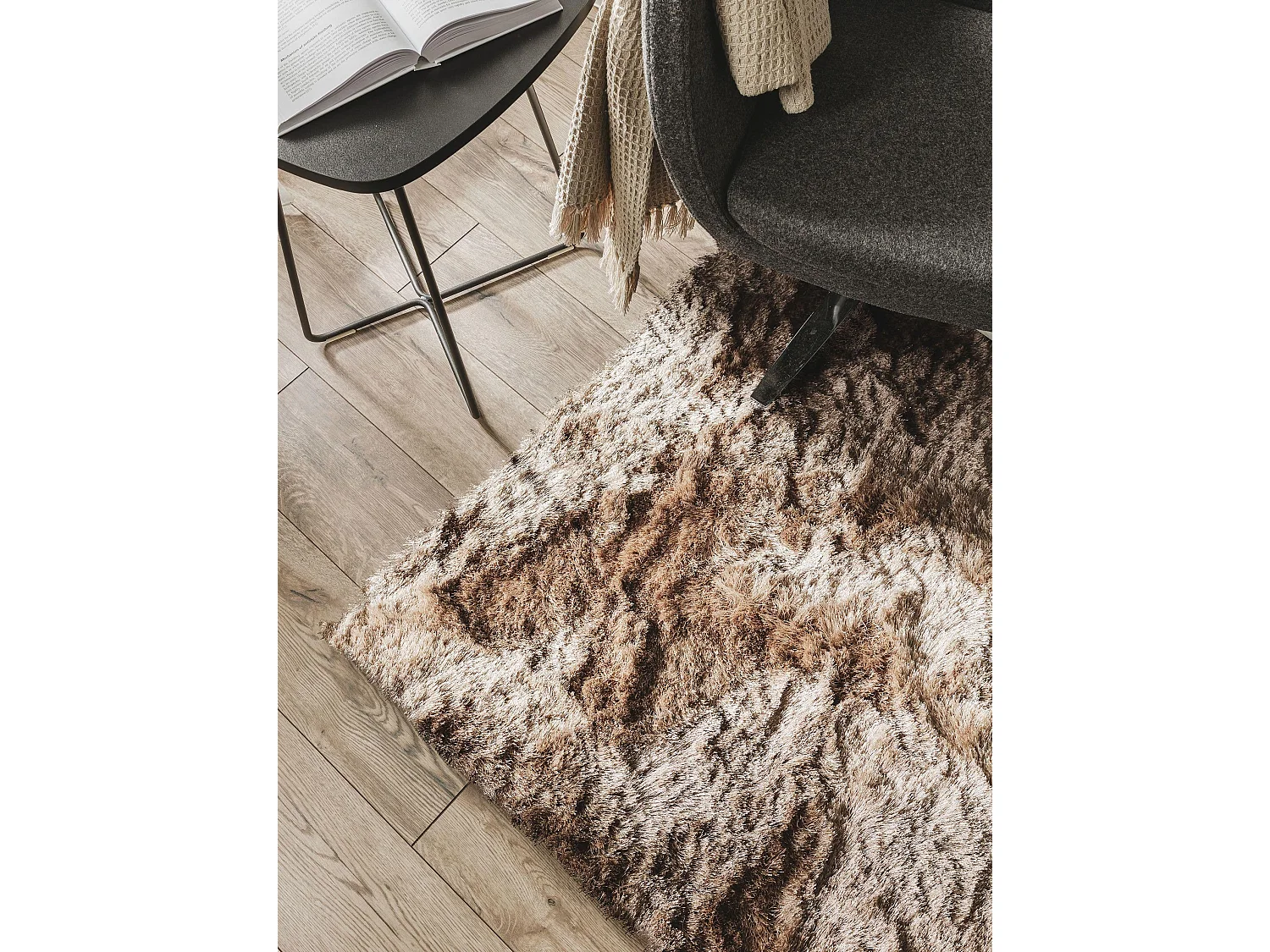 Tapis à poils longs Whisper Marron clair 150x150 cm