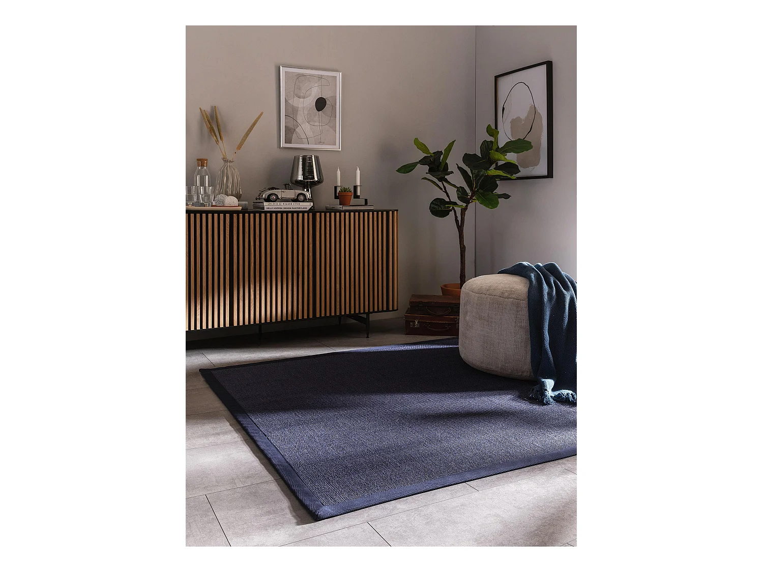 Tapis sisal Sana Bleu 200x200 cm