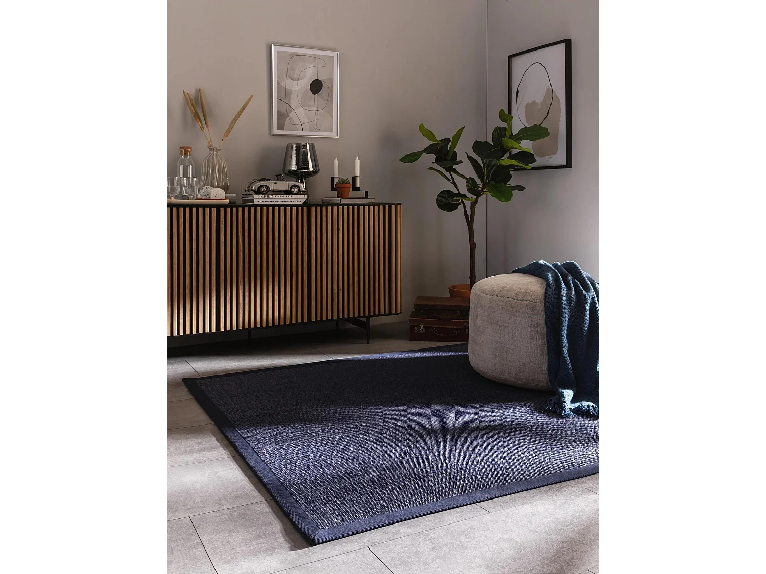 Tapis sisal Sana Bleu 200x200 cm