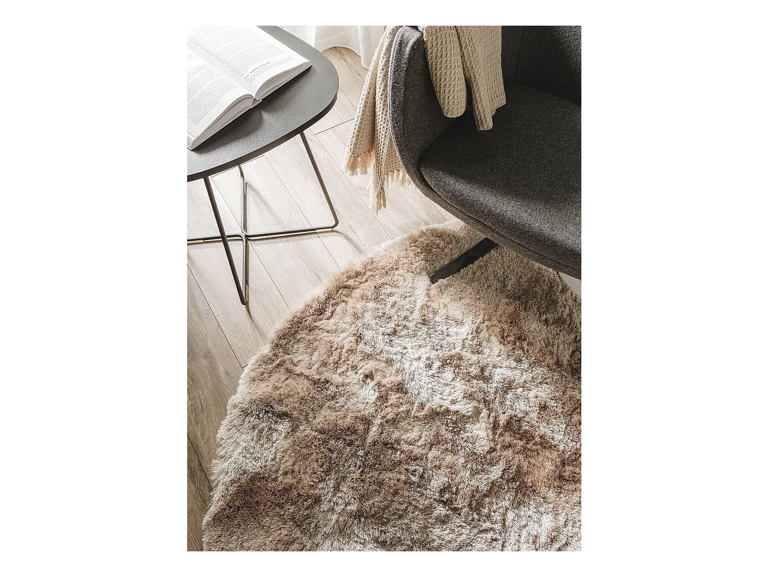 Tapis à poils longs Whisper Marron clair ø 200 cm rond