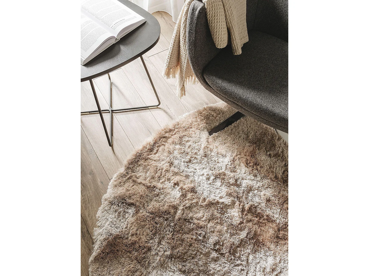 Tapis à poils longs Whisper Marron clair ø 200 cm rond