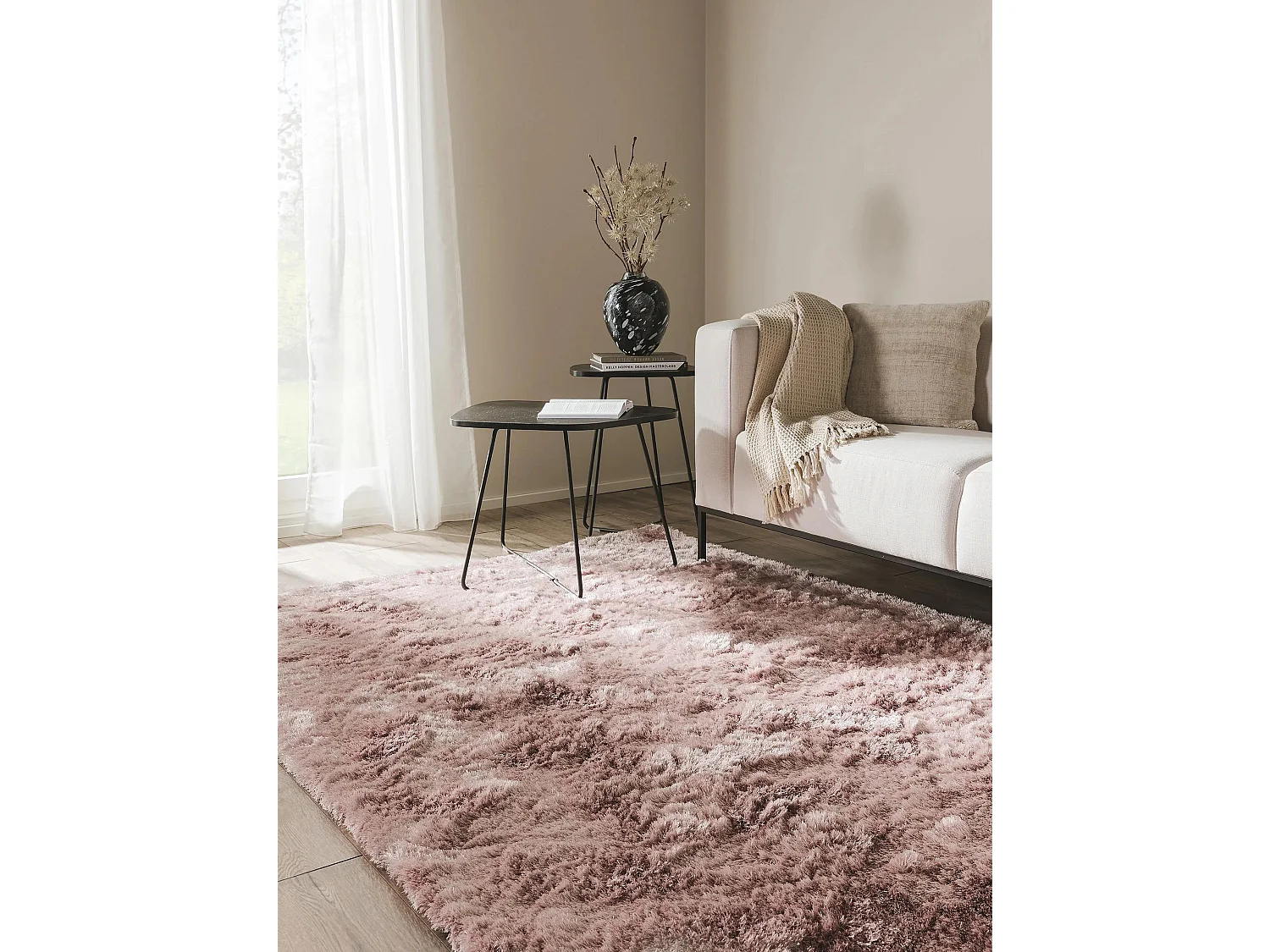 Tapis à poils longs Whisper Rose 120x170 cm