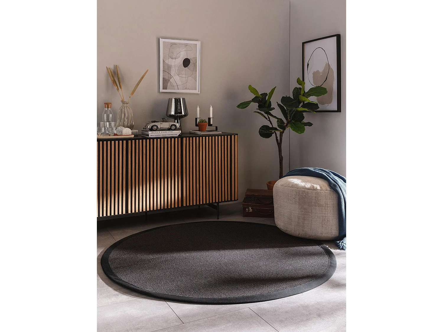 Tapis sisal Sana Noir ø 250 cm rond