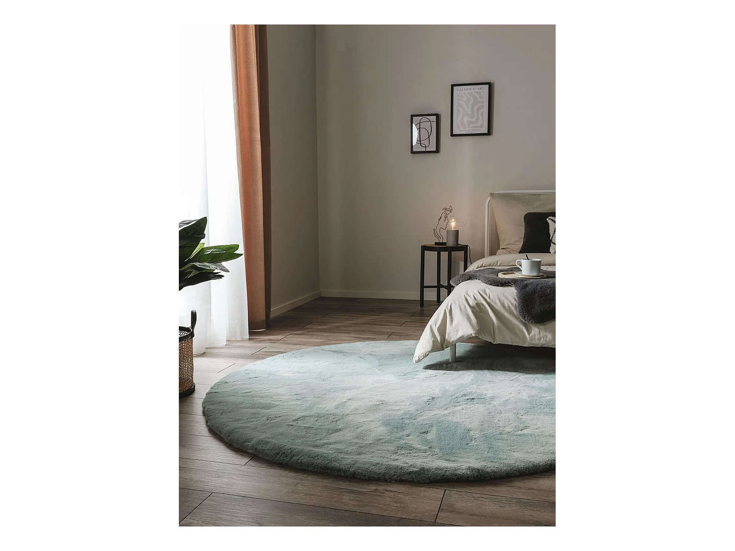Tapis de fourrure Dave Menthe ø 180 cm rond