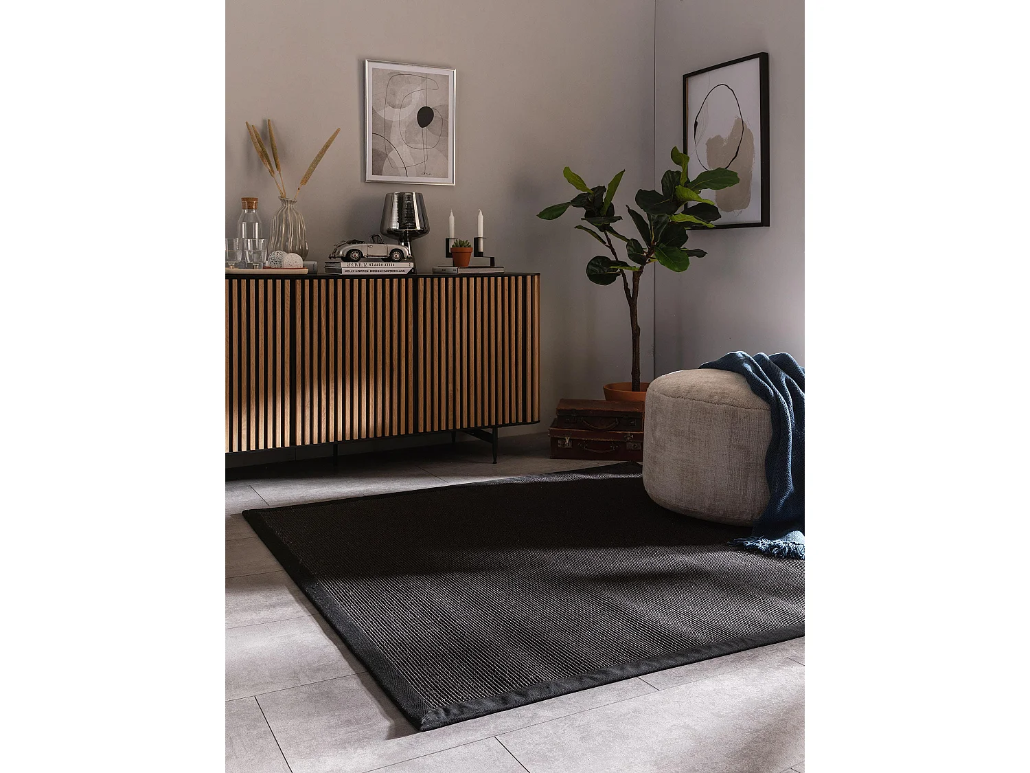 Tapis sisal Sana Noir 150x150 cm