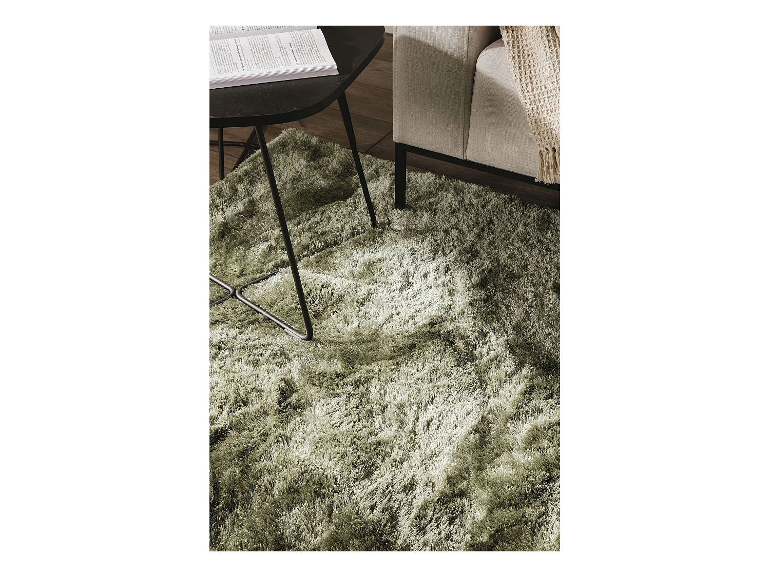 Tapis à poils longs Whisper Vert 140x200 cm