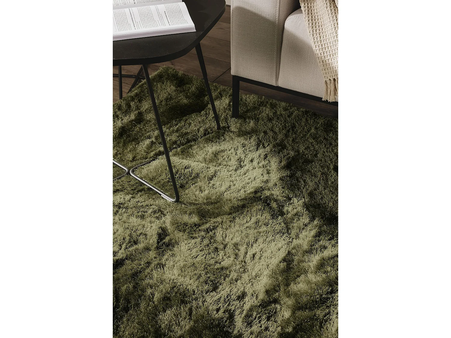 Tapis à poils longs Whisper Vert 140x200 cm