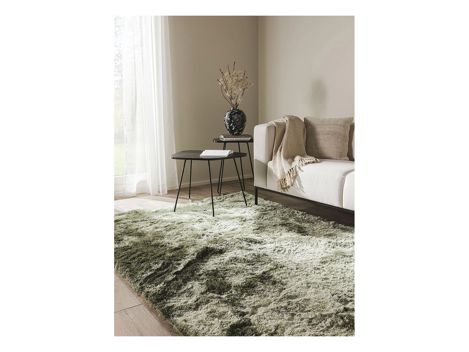 Tapis à poils longs Whisper Vert 200x290 cm