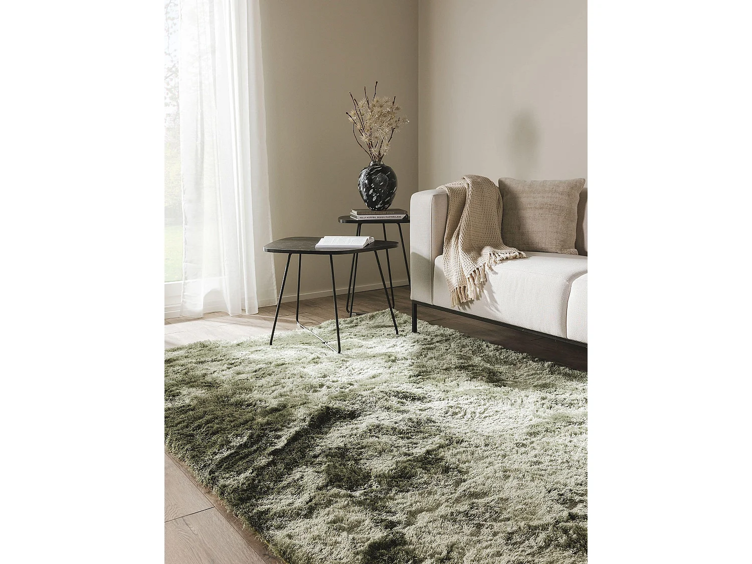 Tapis à poils longs Whisper Vert 200x290 cm