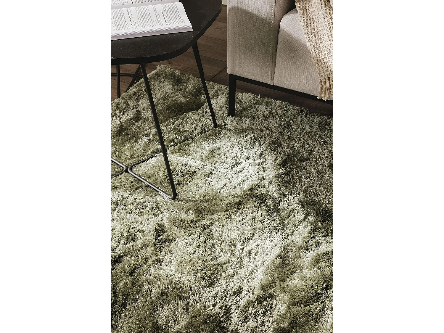Tapis à poils longs Whisper Vert 200x290 cm