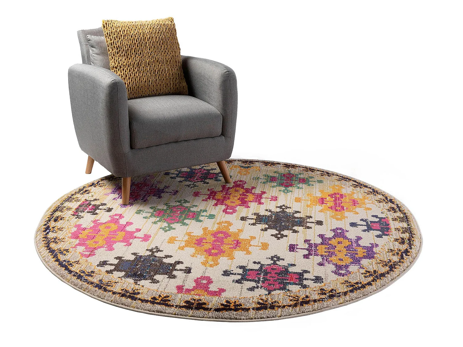 Tapis Casa Multicouleur/Beige ø 120 cm rond