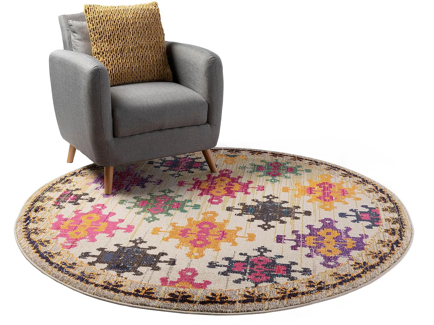Tapis Casa Multicouleur/Beige ø 120 cm rond