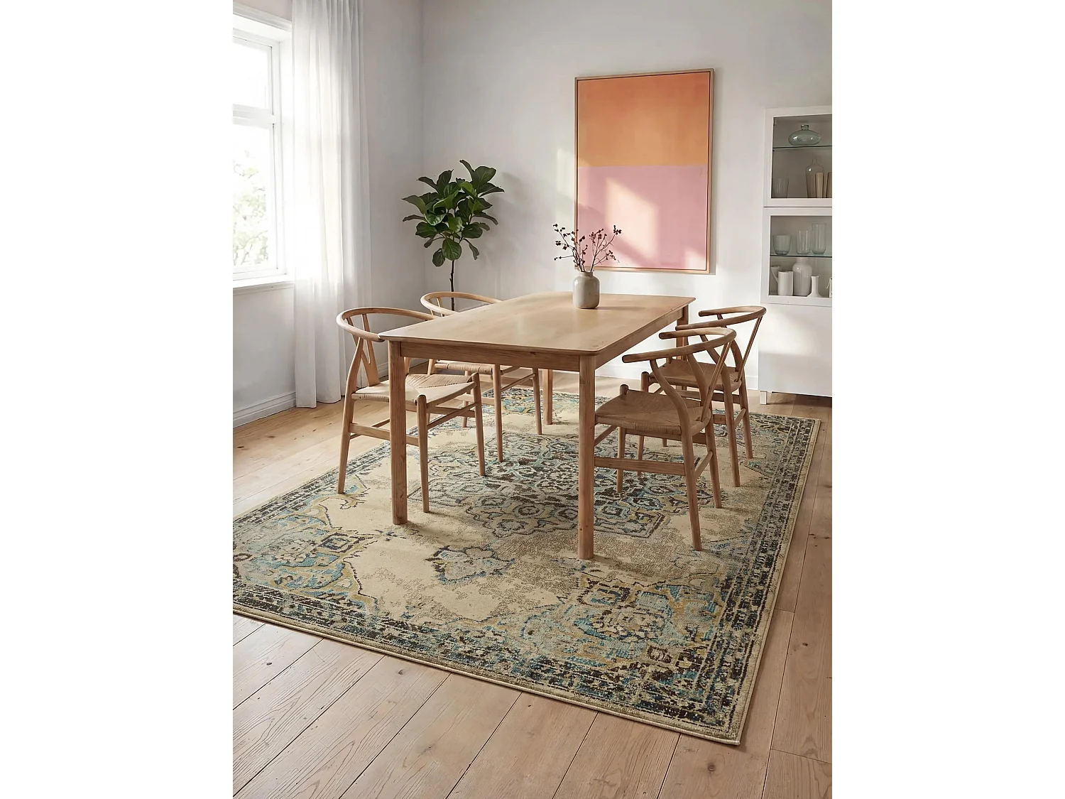 Tapis Casa Beige/Turquoise 200x290 cm