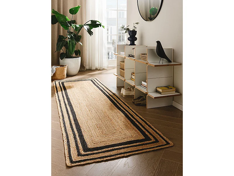 Tapis de jute Jutta Noir 70x200 cm
