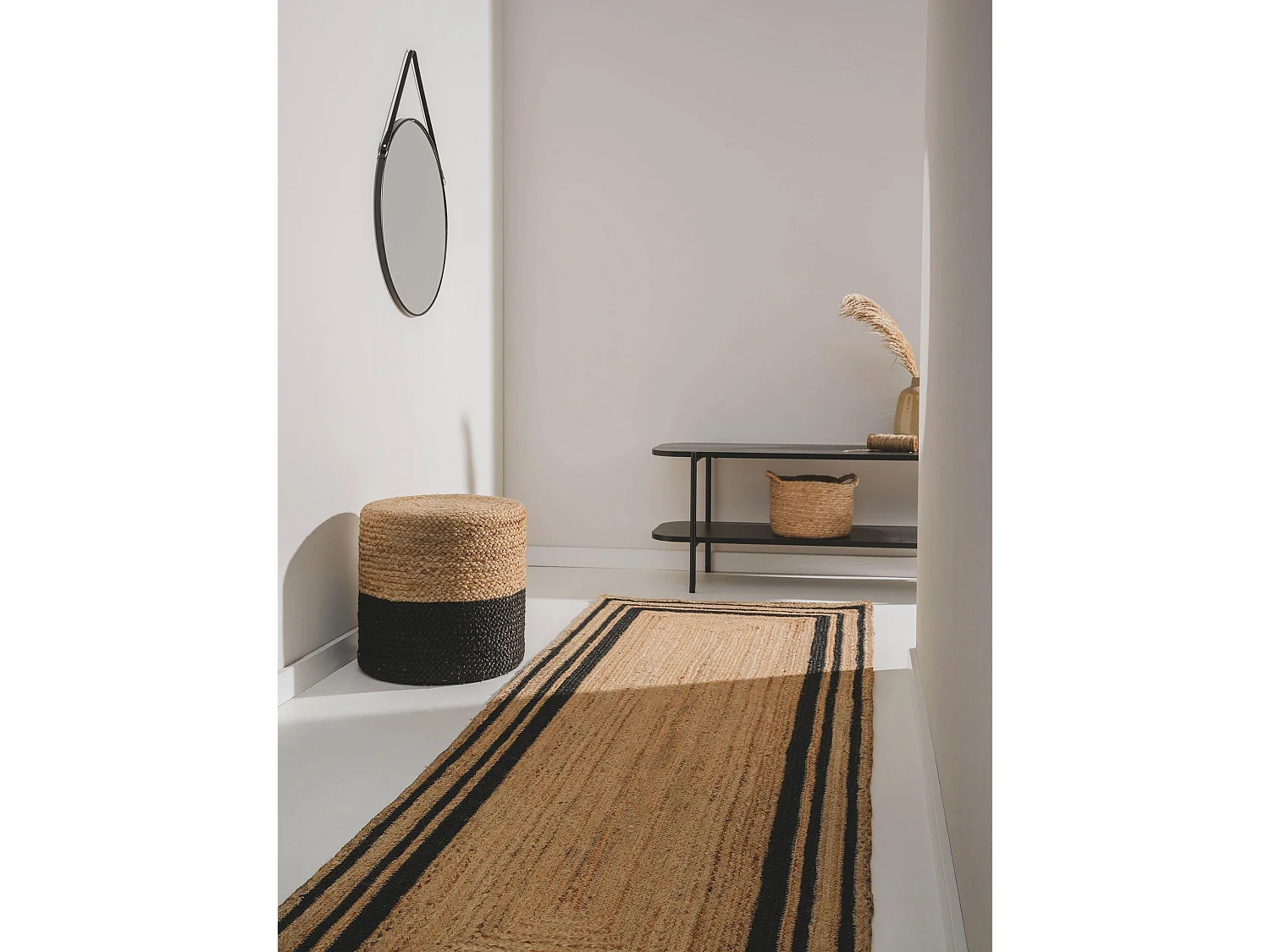 Tapis de jute Jutta Noir 70x200 cm