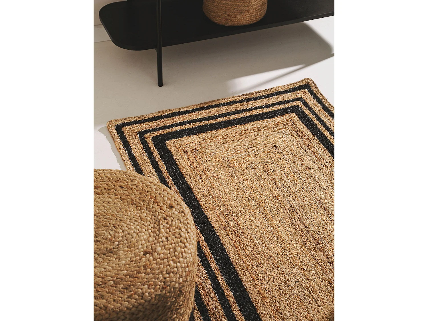 Tapis de jute Jutta Noir 70x200 cm