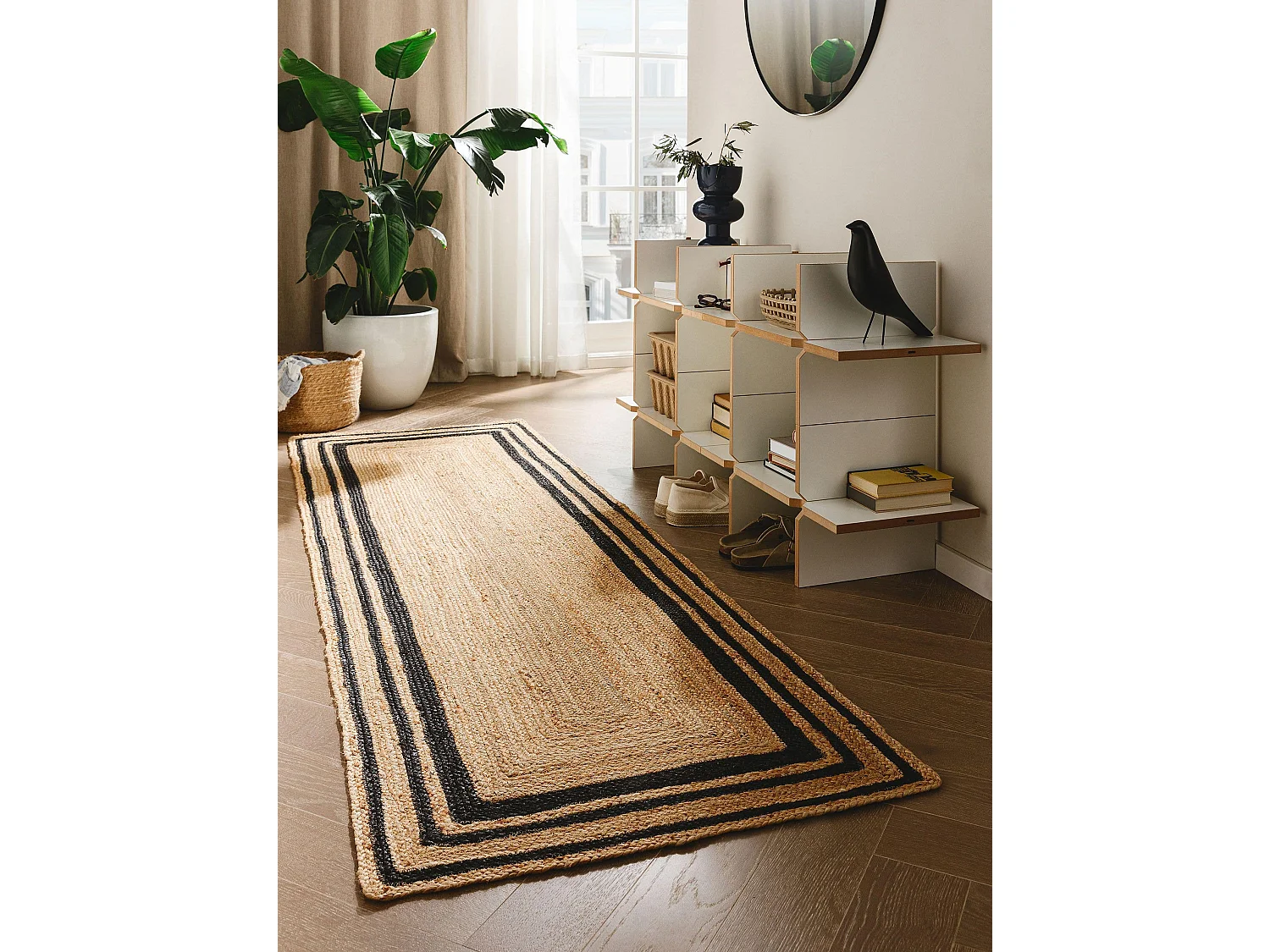 Tapis de jute Jutta Noir 70x200 cm