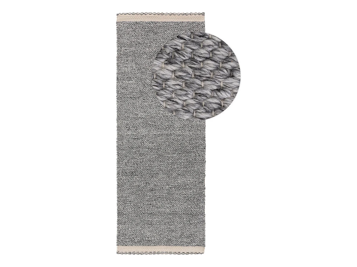 Tapis fabriqué à partir de matériaux recyclés Kiah Gris 70x200 cm