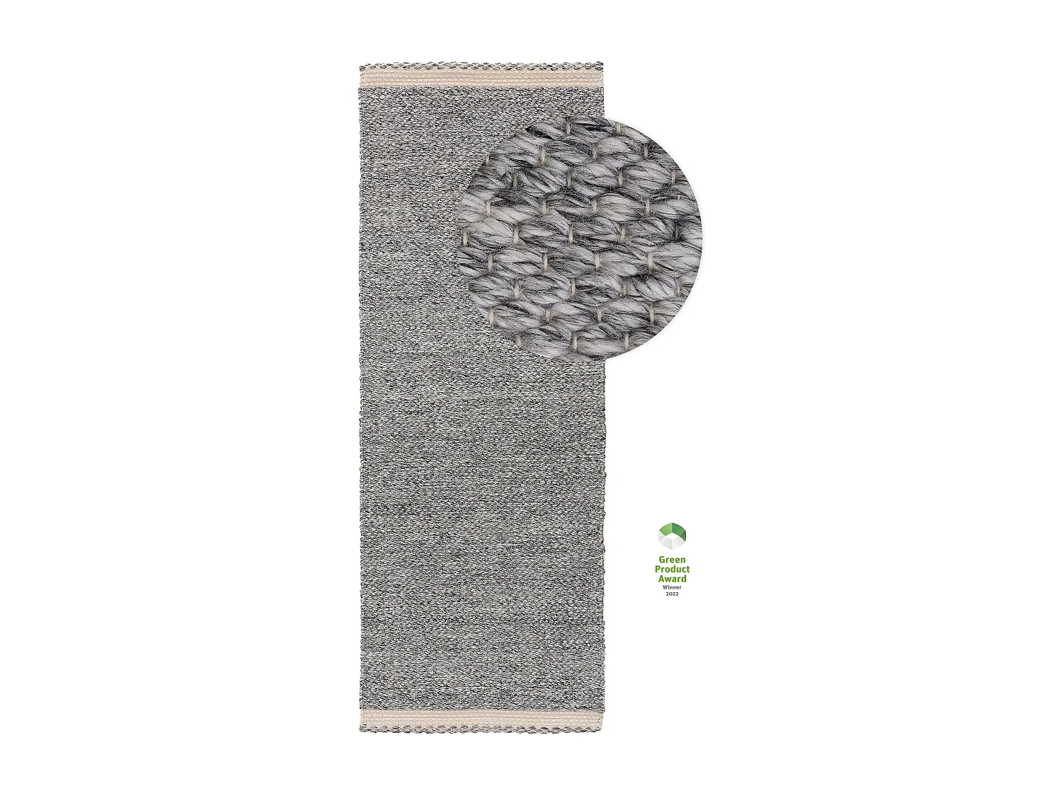 Tapis fabriqué à partir de matériaux recyclés Kiah Gris 70x200 cm