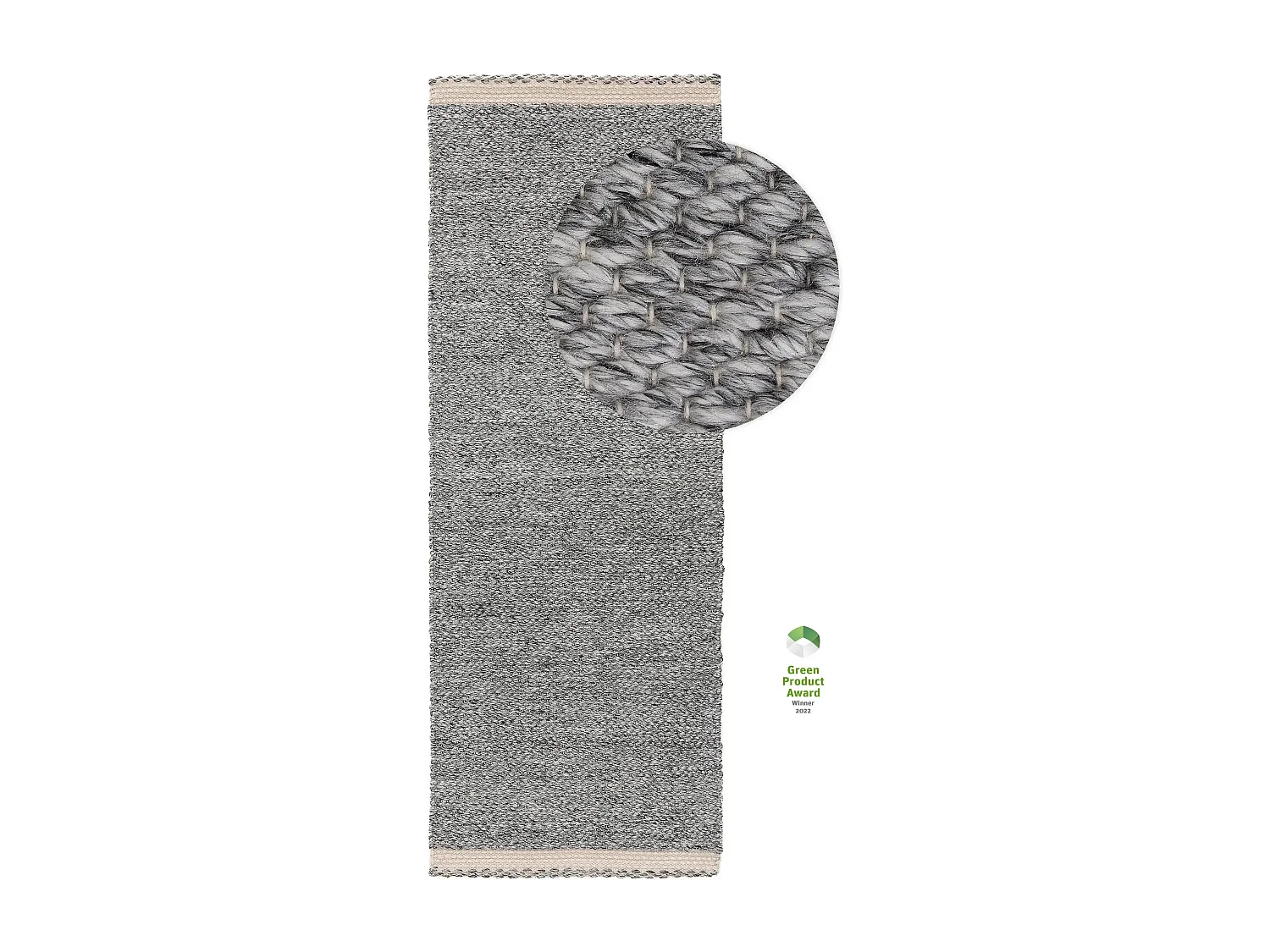Tapis fabriqué à partir de matériaux recyclés Kiah Gris 70x200 cm