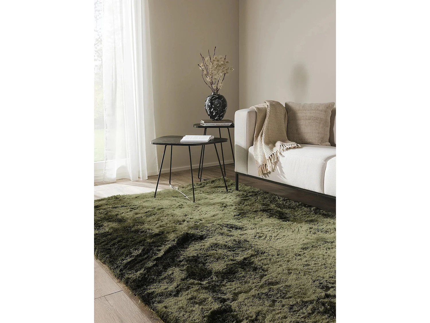 Tapis à poils longs Whisper Vert 300x400 cm