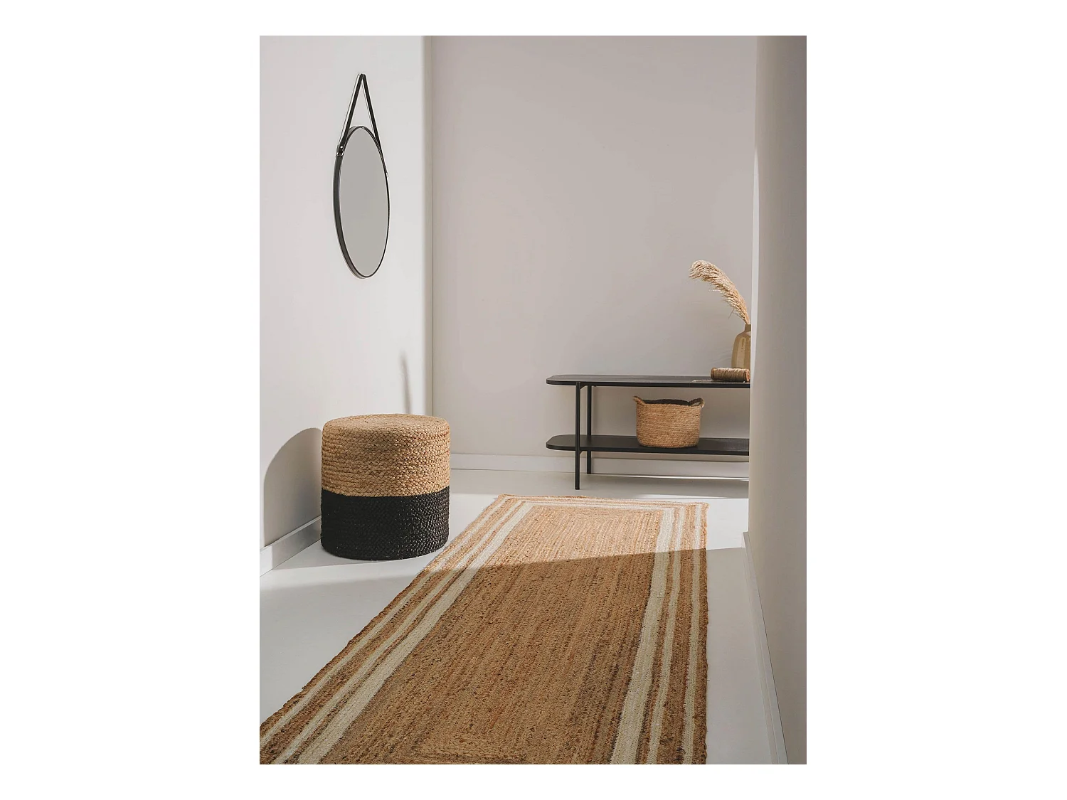 Tapis de jute Jutta Blanc 80x250 cm