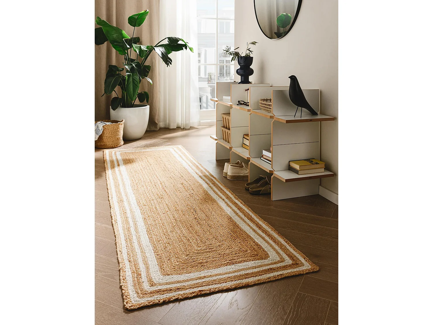 Tapis de jute Jutta Blanc 80x250 cm