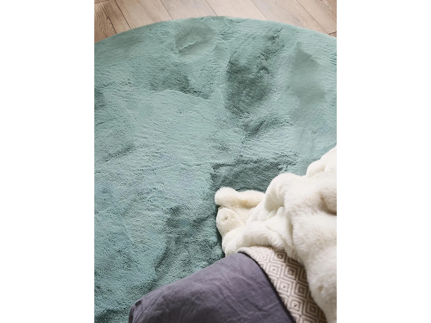 Tapis de fourrure Dave Menthe ø 80 cm rond
