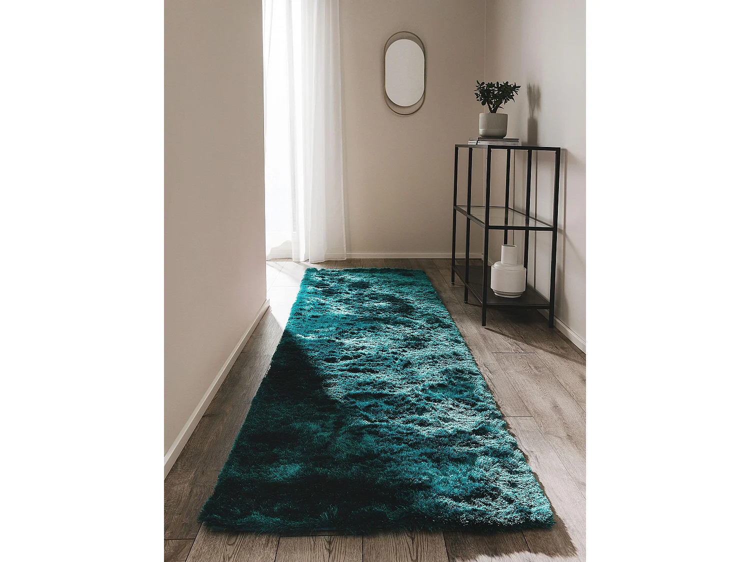 Tapis à poils longs Whisper Turquoise 80x300 cm