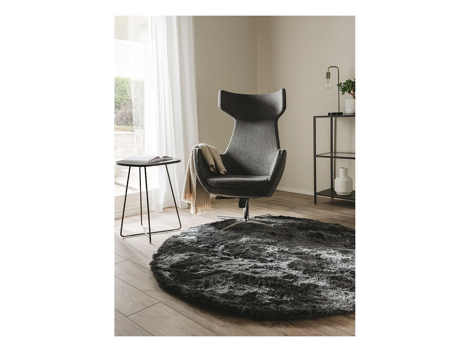 Tapis à poils longs Whisper Anthracite ø 160 cm rond