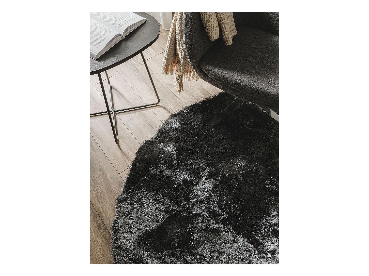 Tapis à poils longs Whisper Anthracite ø 160 cm rond