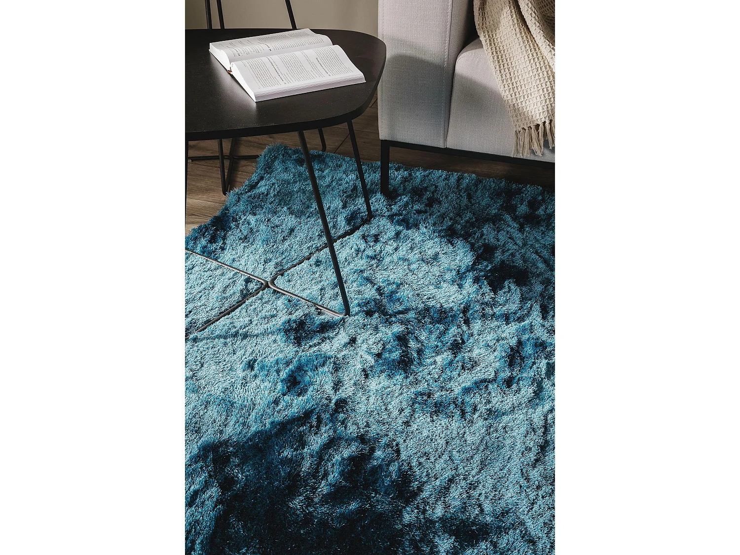 Tapis à poils longs Whisper Bleu 240x340 cm