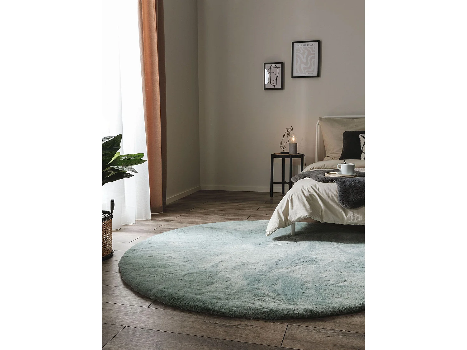 Tapis de fourrure Dave Menthe ø 120 cm rond