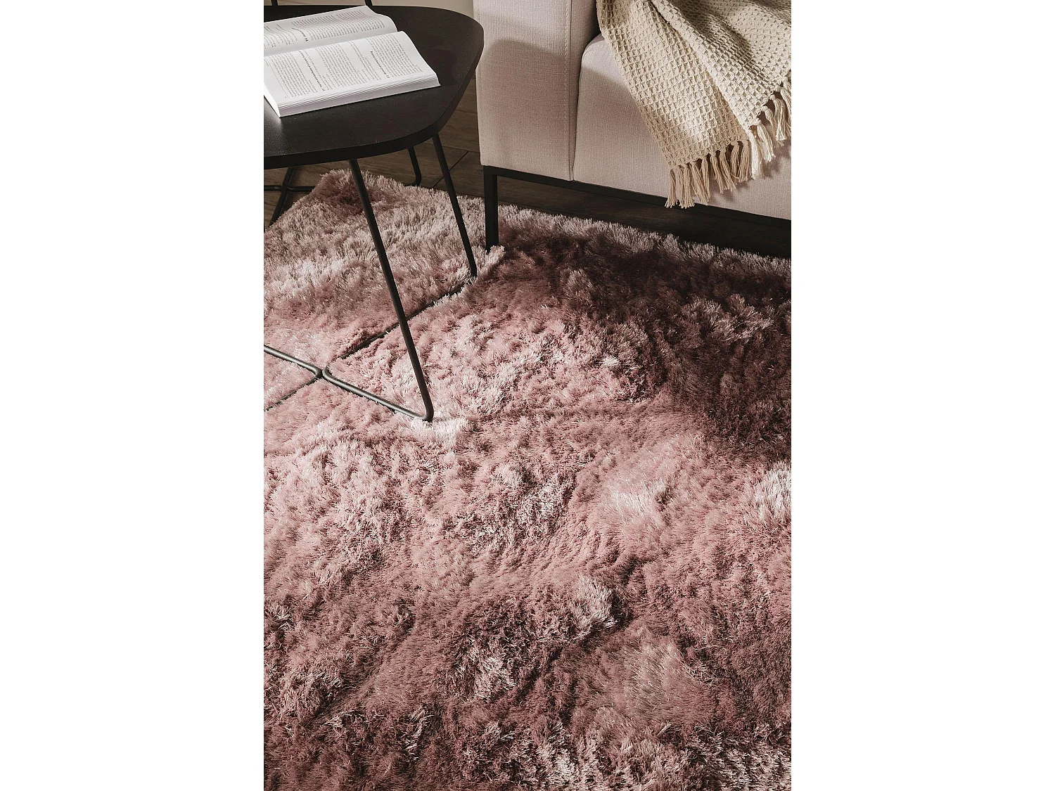 Tapis à poils longs Whisper Rose 140x200 cm