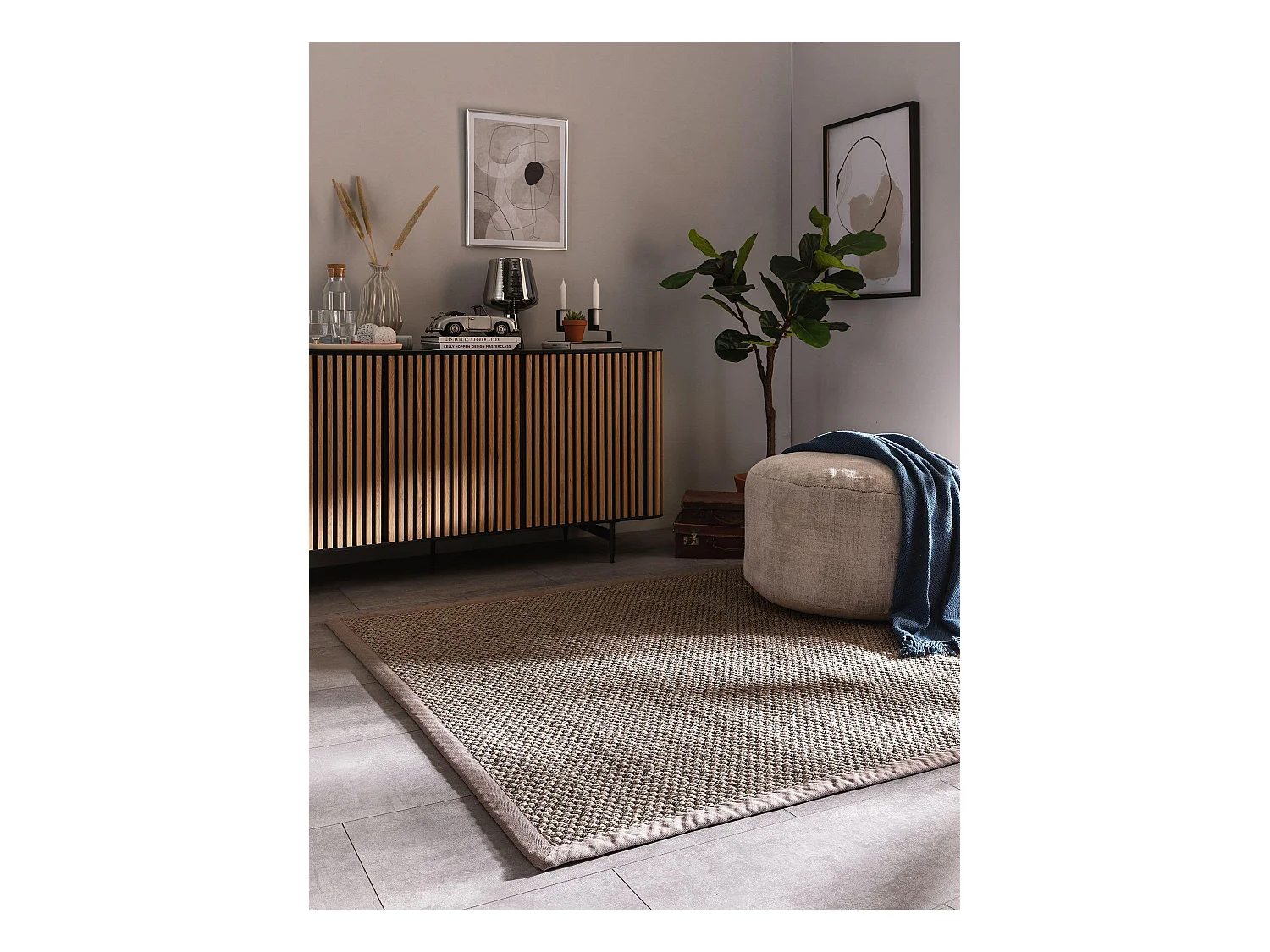 Tapis sisal Greta Gris 150x150 cm