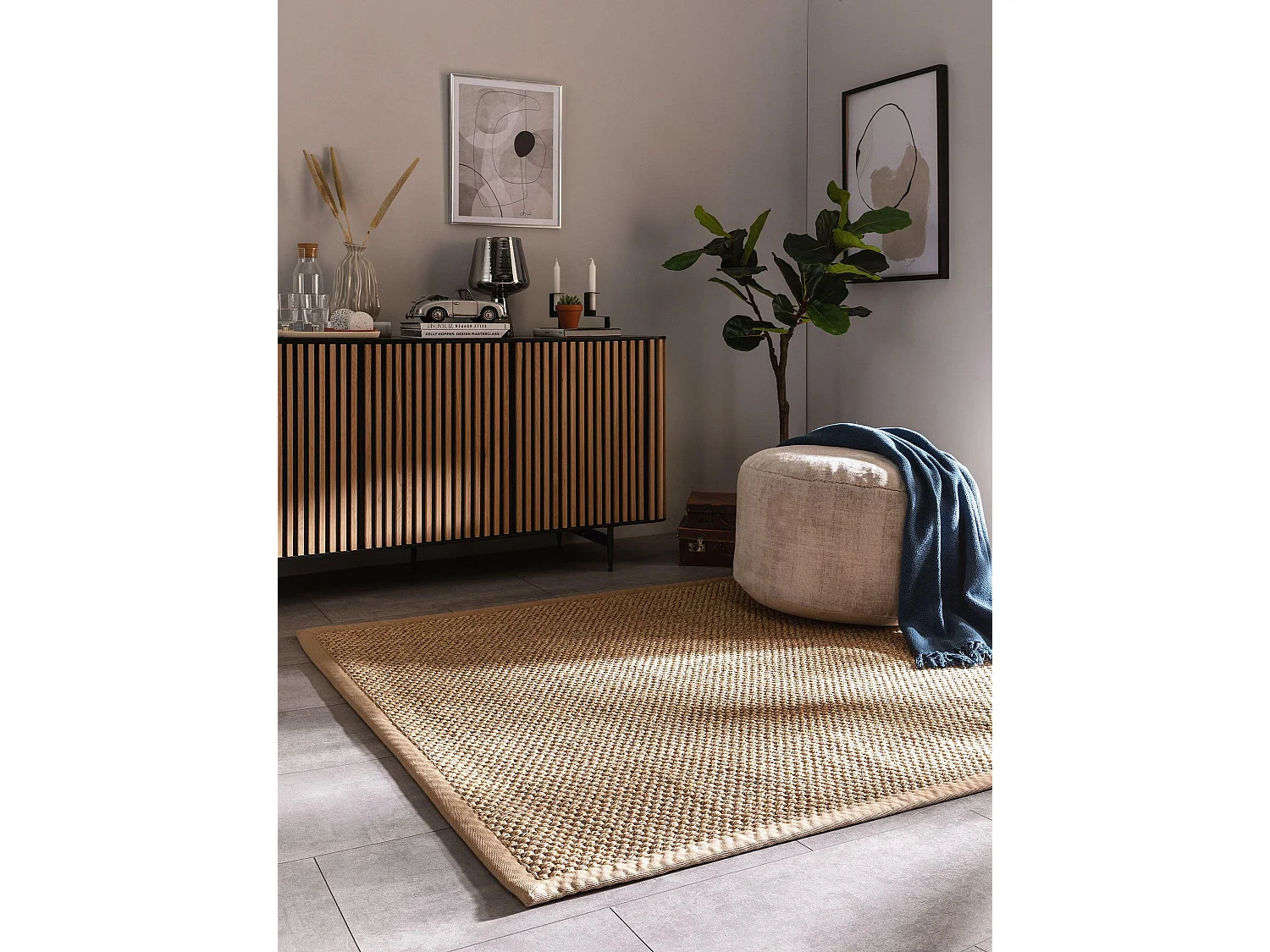 Tapis sisal Greta Crème 200x200 cm