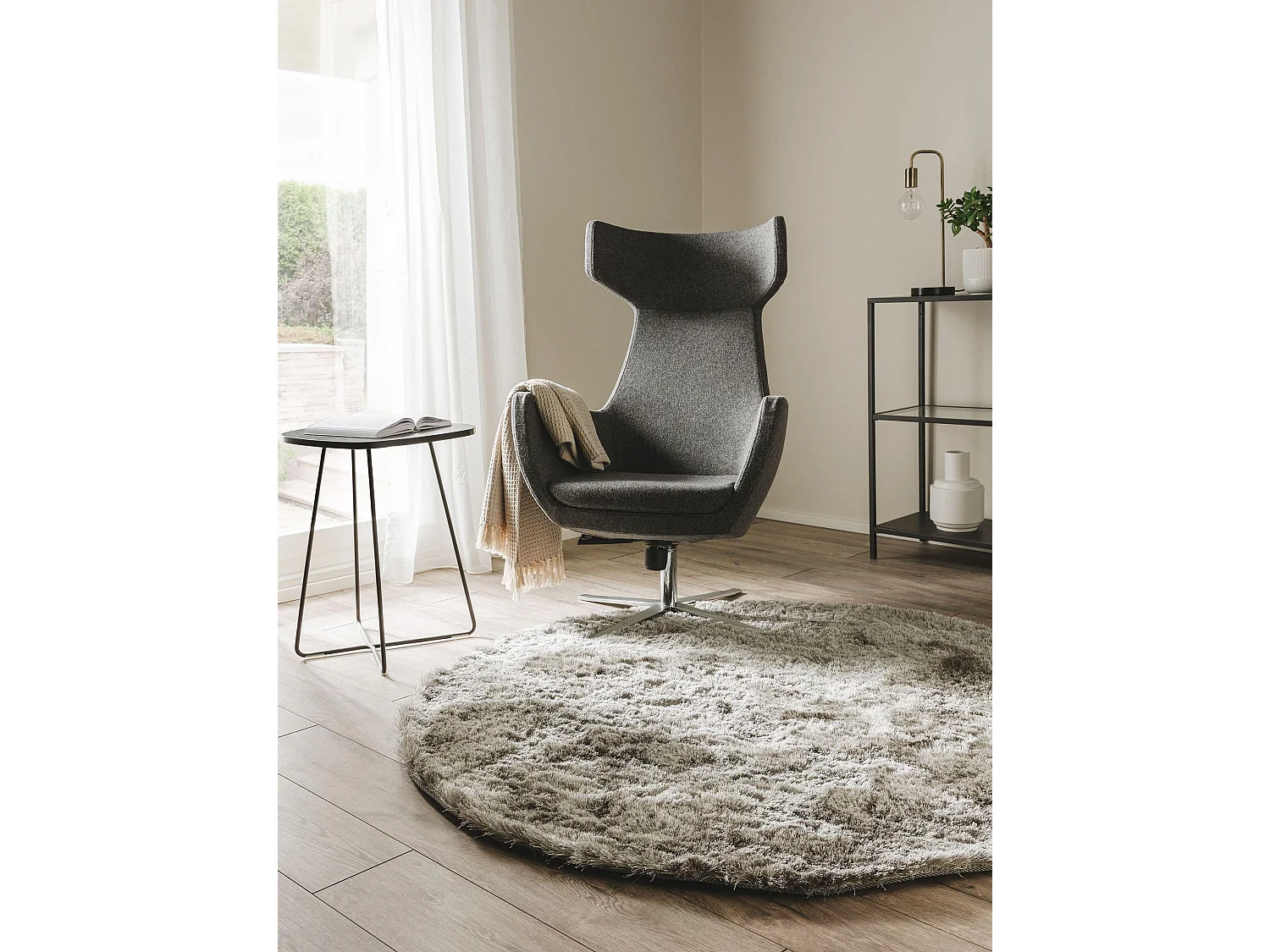 Tapis à poils longs Whisper Gris ø 80 cm rond