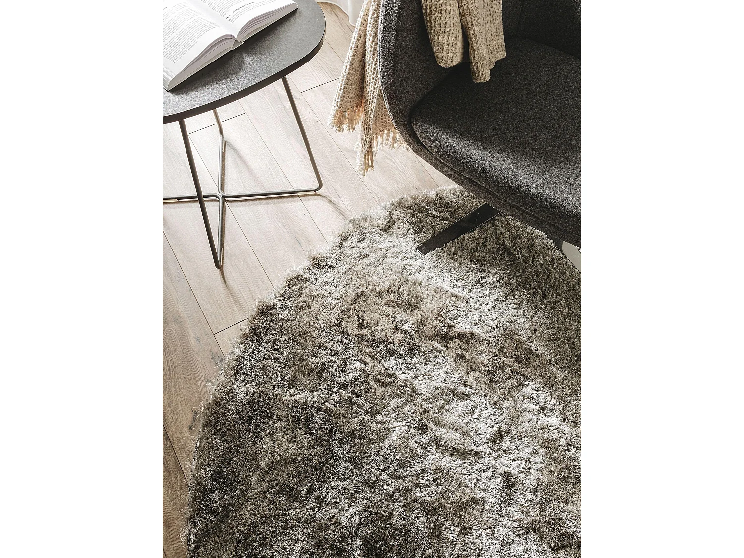 Tapis à poils longs Whisper Gris ø 80 cm rond