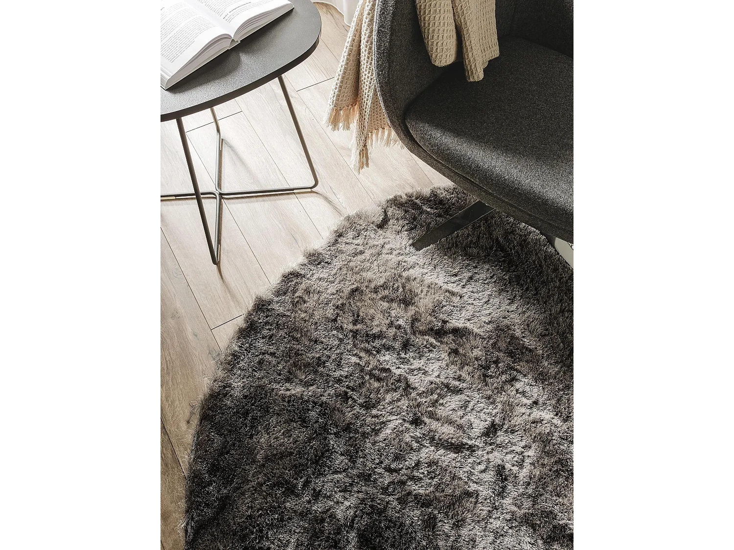 Tapis à poils longs Whisper Gris ø 80 cm rond