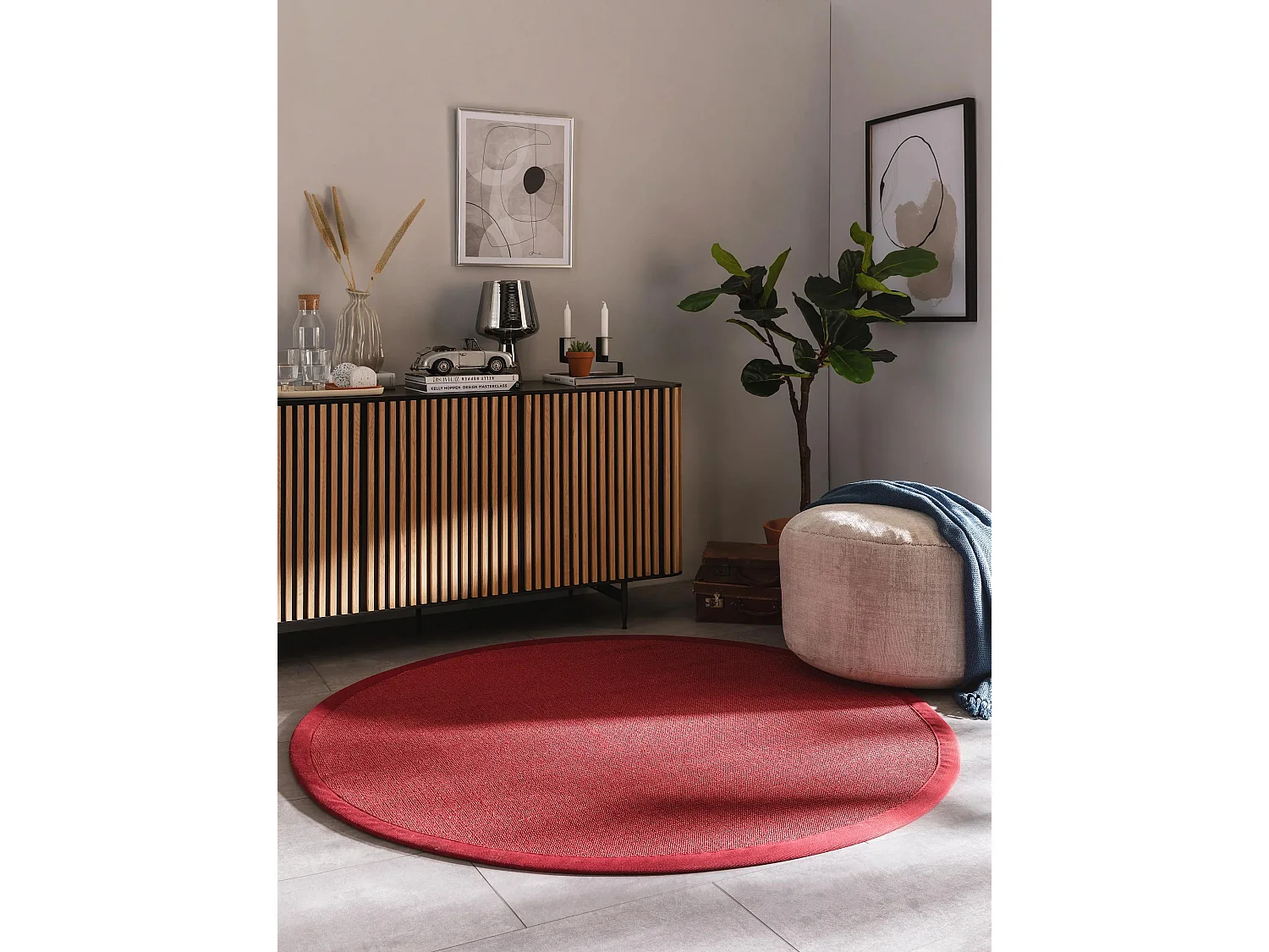 Tapis sisal Sana Rouge ø 250 cm rond