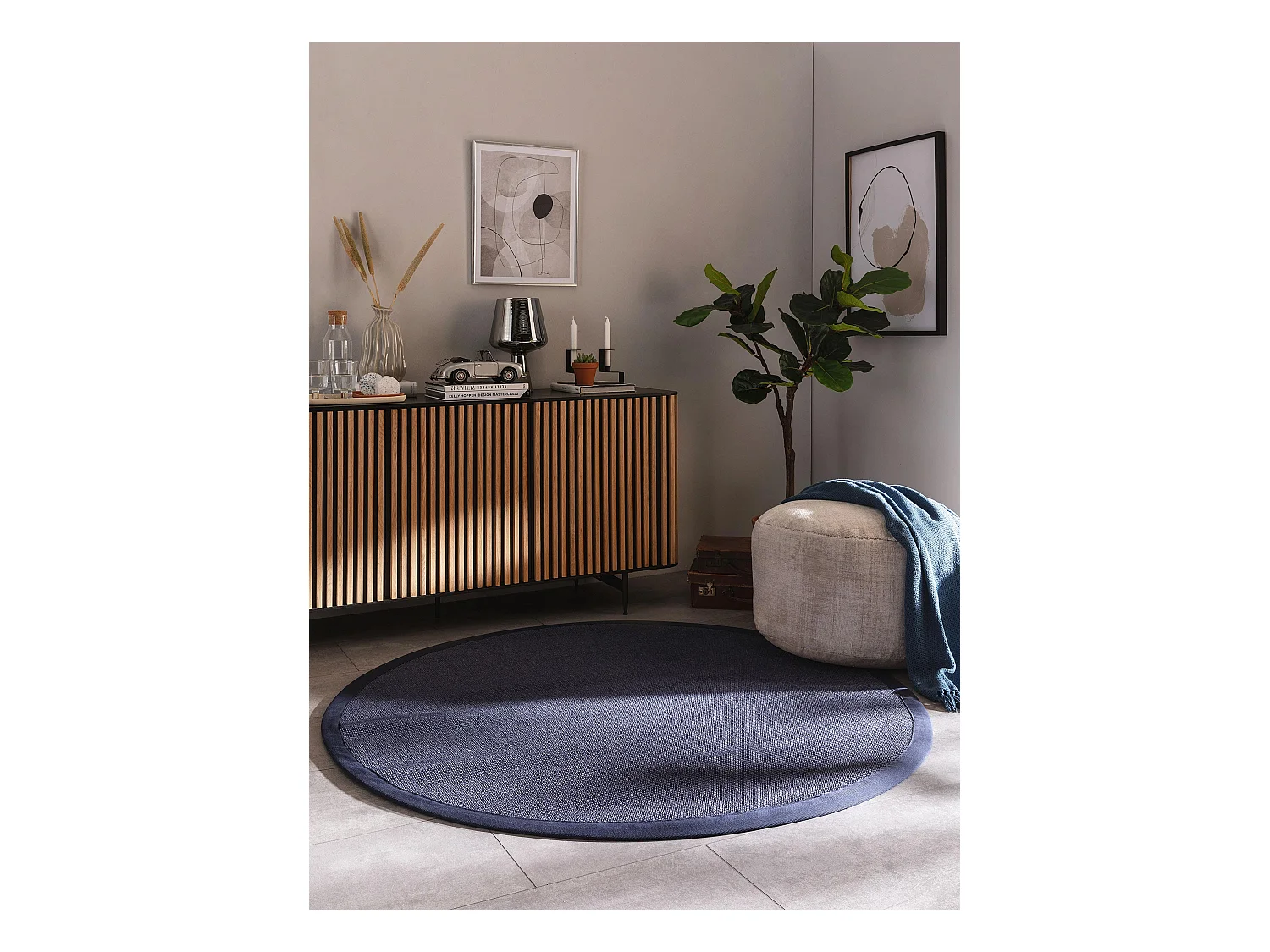 Tapis sisal Sana Bleu ø 150 cm rond