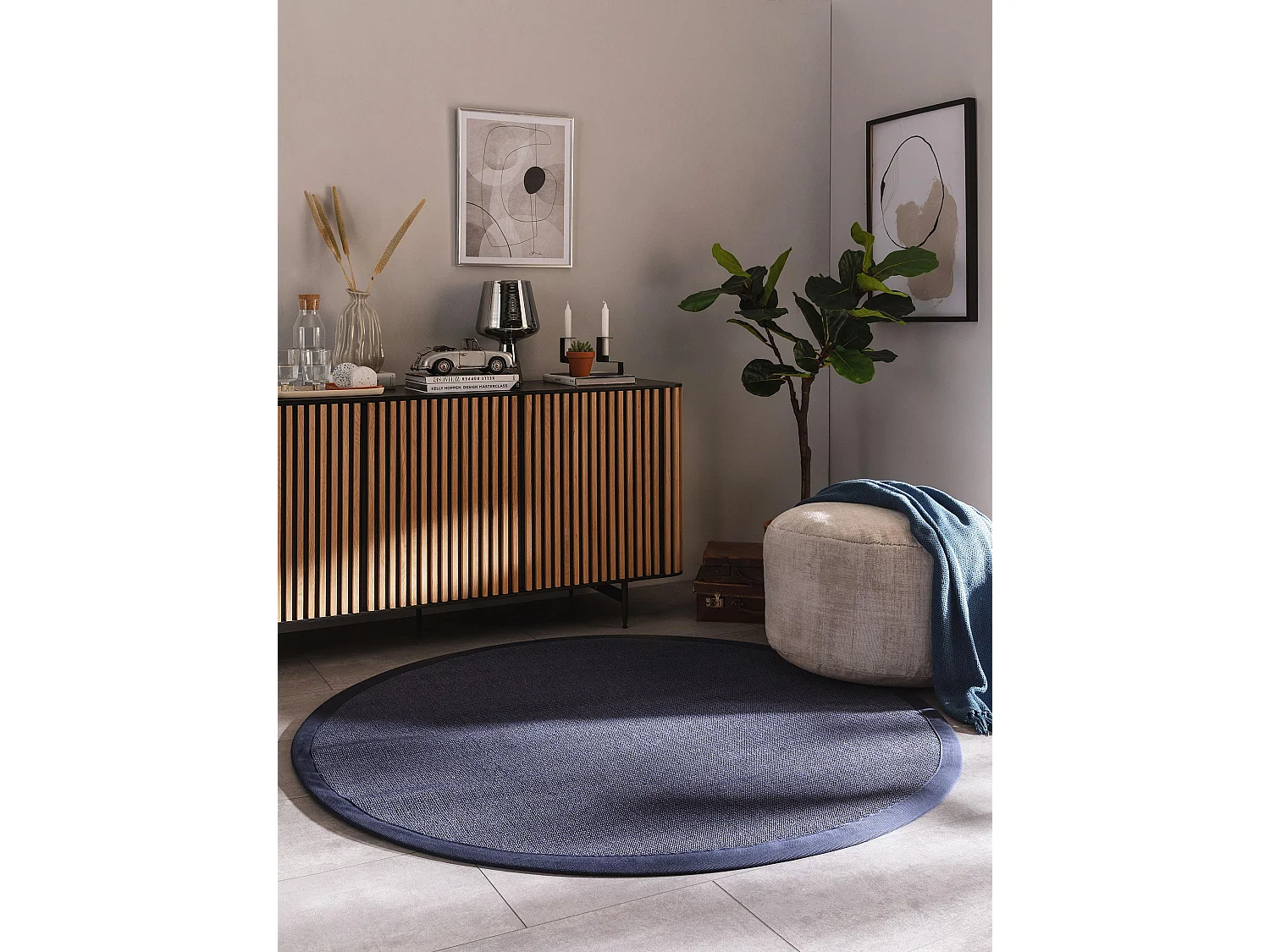 Tapis sisal Sana Bleu ø 150 cm rond